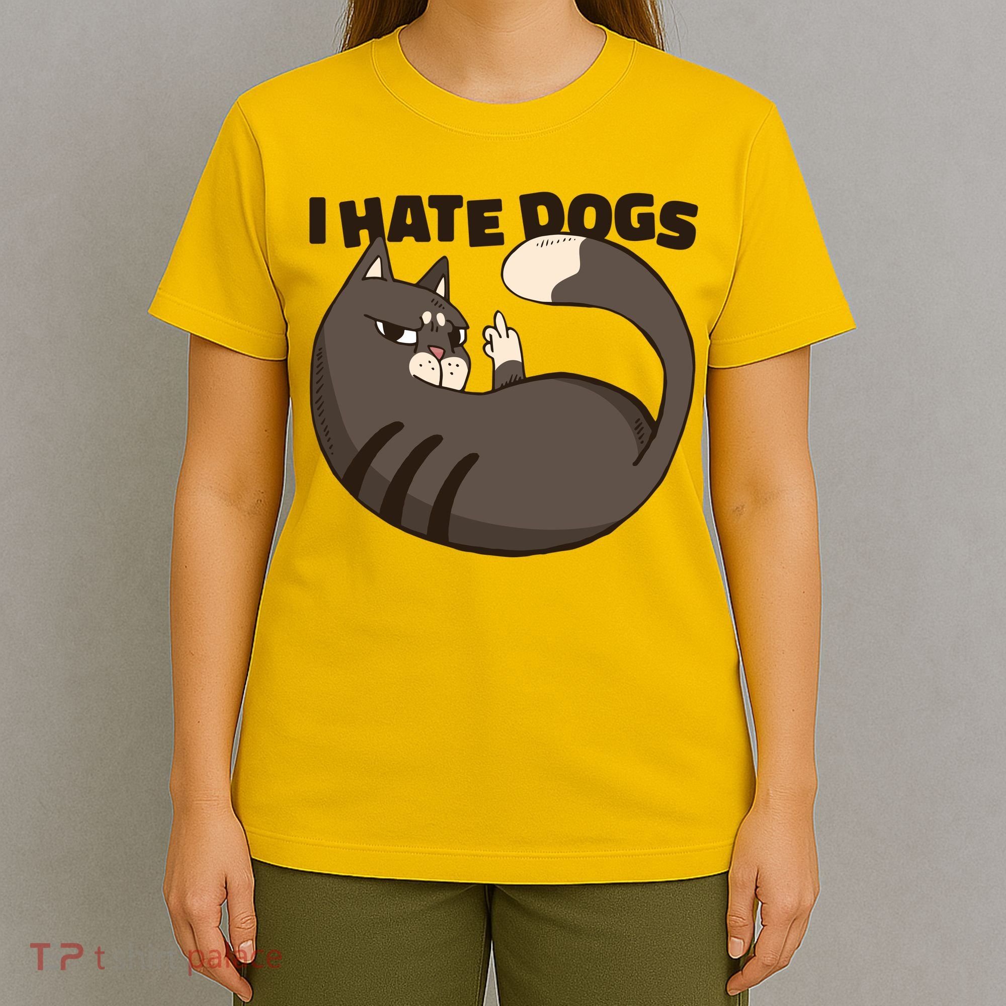 I Hate Dogs Cat Lover Funny Meme T-Shirt