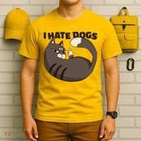 I Hate Dogs Cat Lover Funny Meme T-Shirt thumb 6