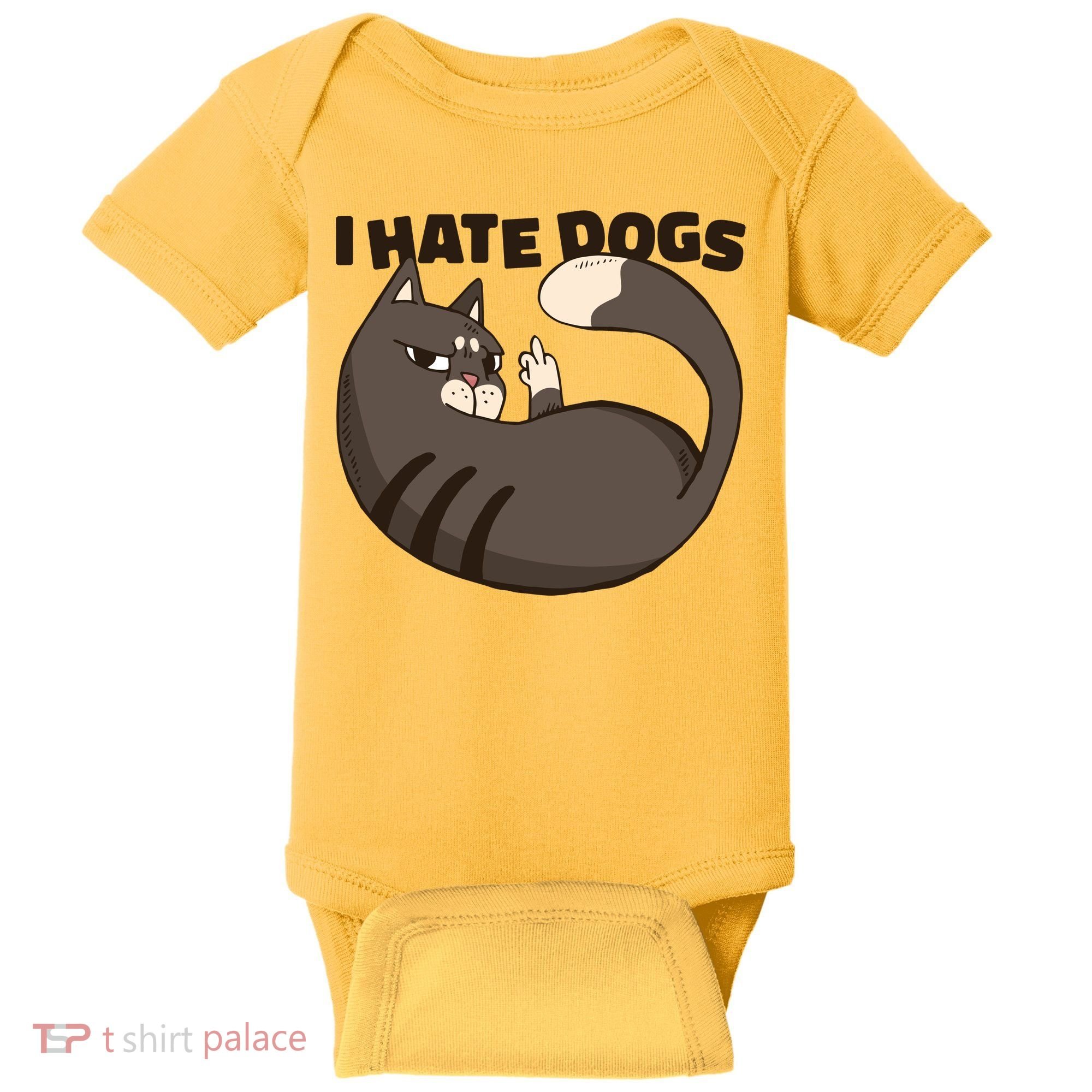 I Hate Dogs Cat Lover Funny Meme Baby Bodysuit