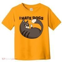 I Hate Dogs Cat Lover Funny Meme Toddler T-Shirt thumb 0