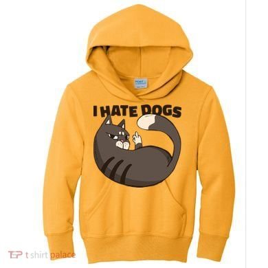 I Hate Dogs Cat Lover Funny Meme Kids Hoodie