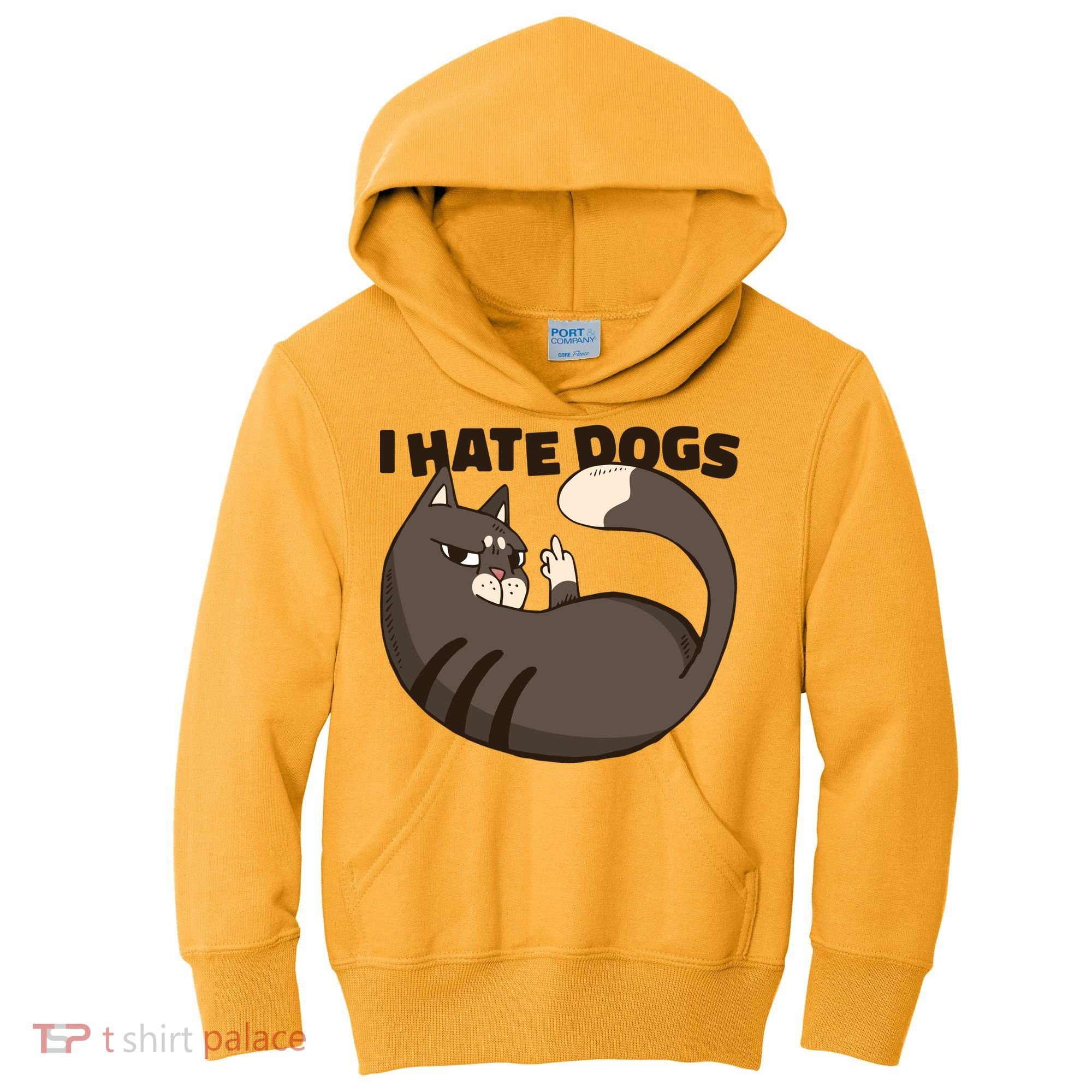 I Hate Dogs Cat Lover Funny Meme Kids Hoodie