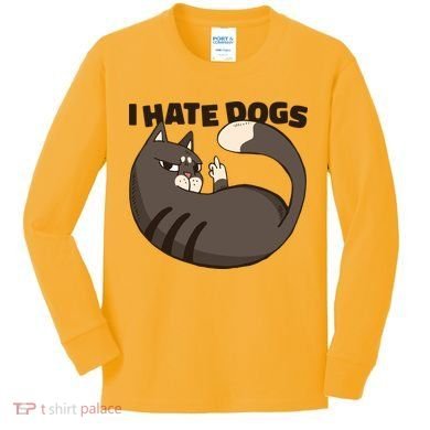 I Hate Dogs Cat Lover Funny Meme Kids Long Sleeve Shirt