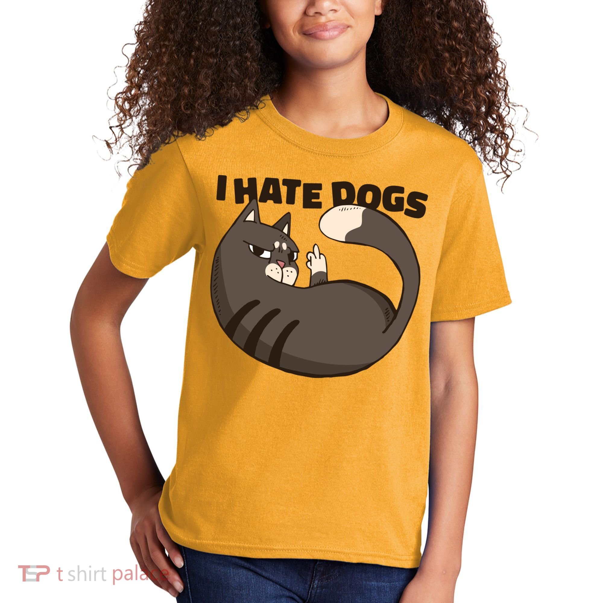 I Hate Dogs Cat Lover Funny Meme Kids T-Shirt