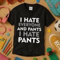 I Hate Everyone And No Pants Kids T-Shirt thumb 3