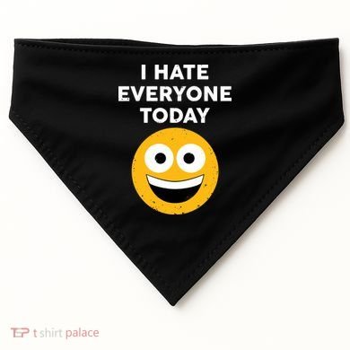 I Hate Everyone Today Smiley Emoji USA-Made Doggie Bandana