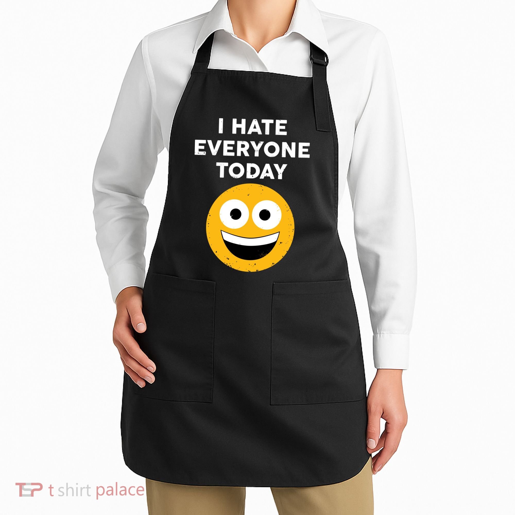 I Hate Everyone Today Smiley Emoji Apron
