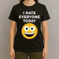 I Hate Everyone Today Smiley Emoji T-Shirt thumb 4