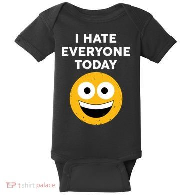 I Hate Everyone Today Smiley Emoji Baby Bodysuit