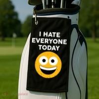 I Hate Everyone Today Smiley Emoji Golf Towel thumb 2