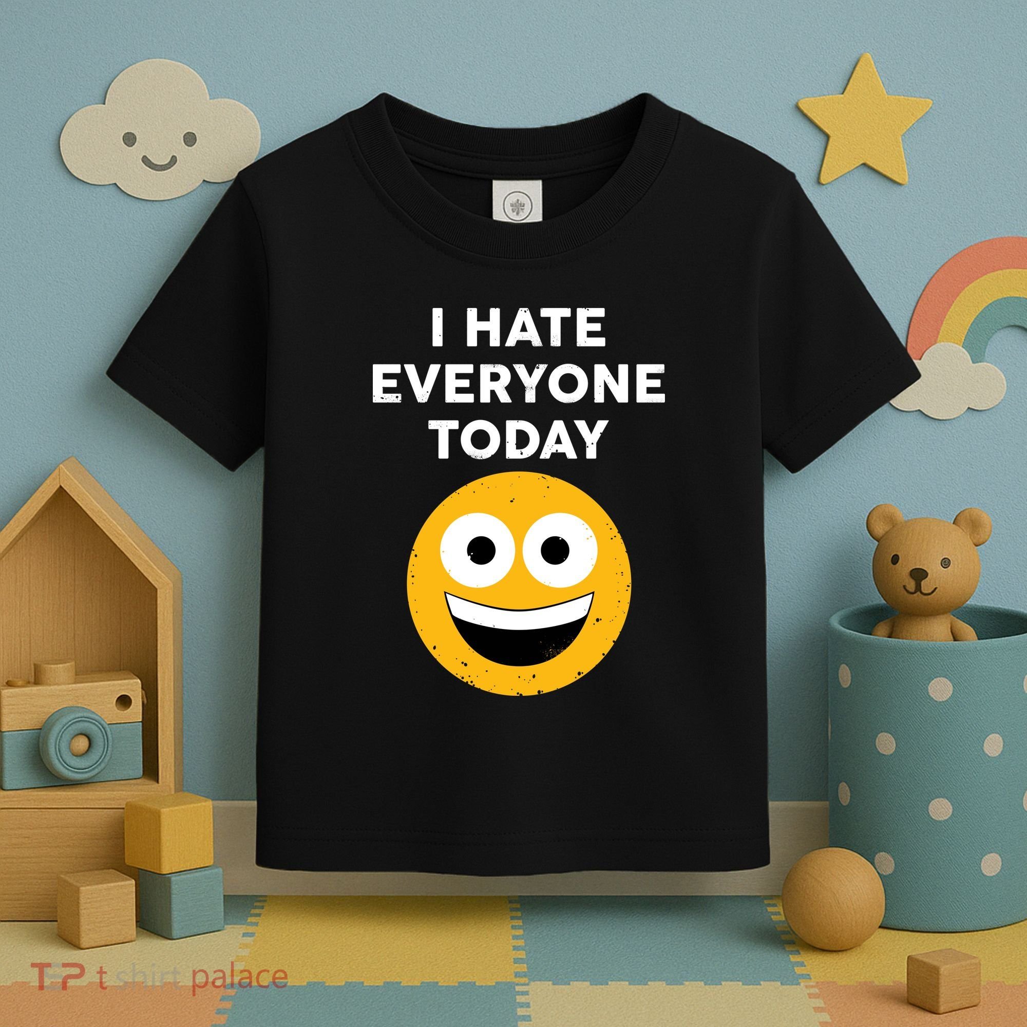 I Hate Everyone Today Smiley Emoji Toddler T-Shirt