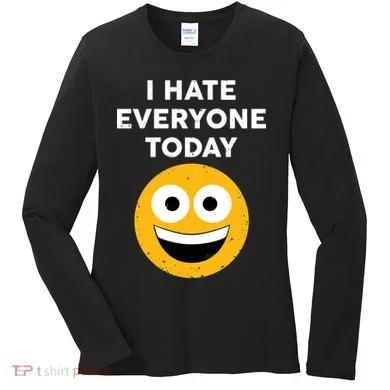 I Hate Everyone Today Smiley Emoji Women's Long Sleeve Shirt