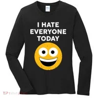 I Hate Everyone Today Smiley Emoji Women's Long Sleeve Shirt thumb 0
