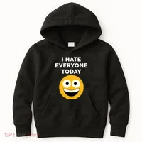 I Hate Everyone Today Smiley Emoji Kids Hoodie thumb 0