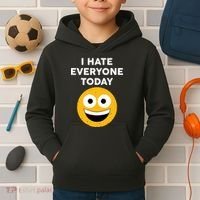 I Hate Everyone Today Smiley Emoji Kids Hoodie thumb 2