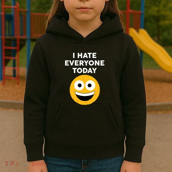 I Hate Everyone Today Smiley Emoji Kids Hoodie