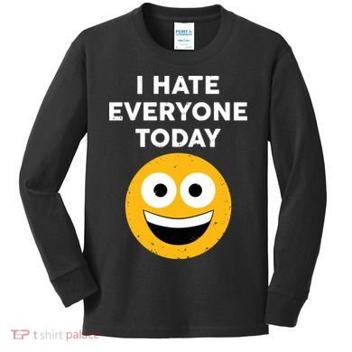 I Hate Everyone Today Smiley Emoji Kids Long Sleeve Shirt