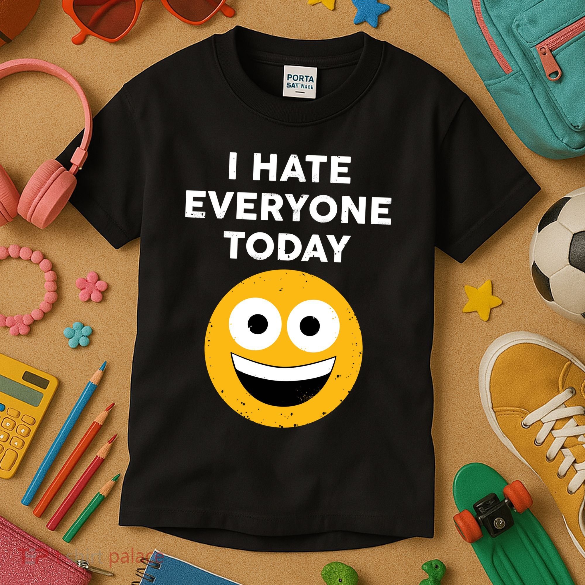 I Hate Everyone Today Smiley Emoji Kids T-Shirt
