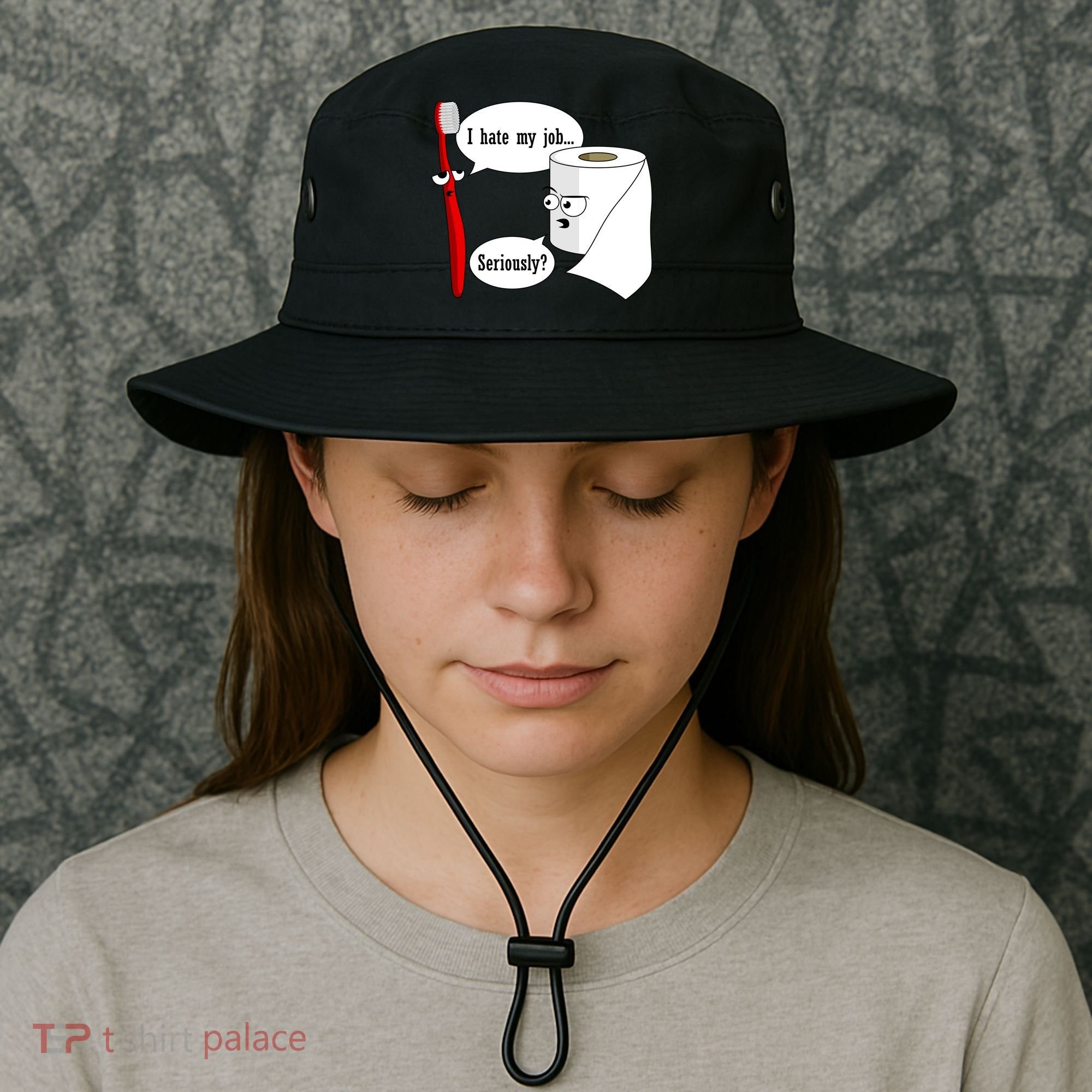 I Hate My Job Seriously Funny Toothbrush Toilet Paper Bucket Hat