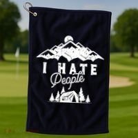 I Hate People Funny Camping Mountains  Golf Towel thumb 1