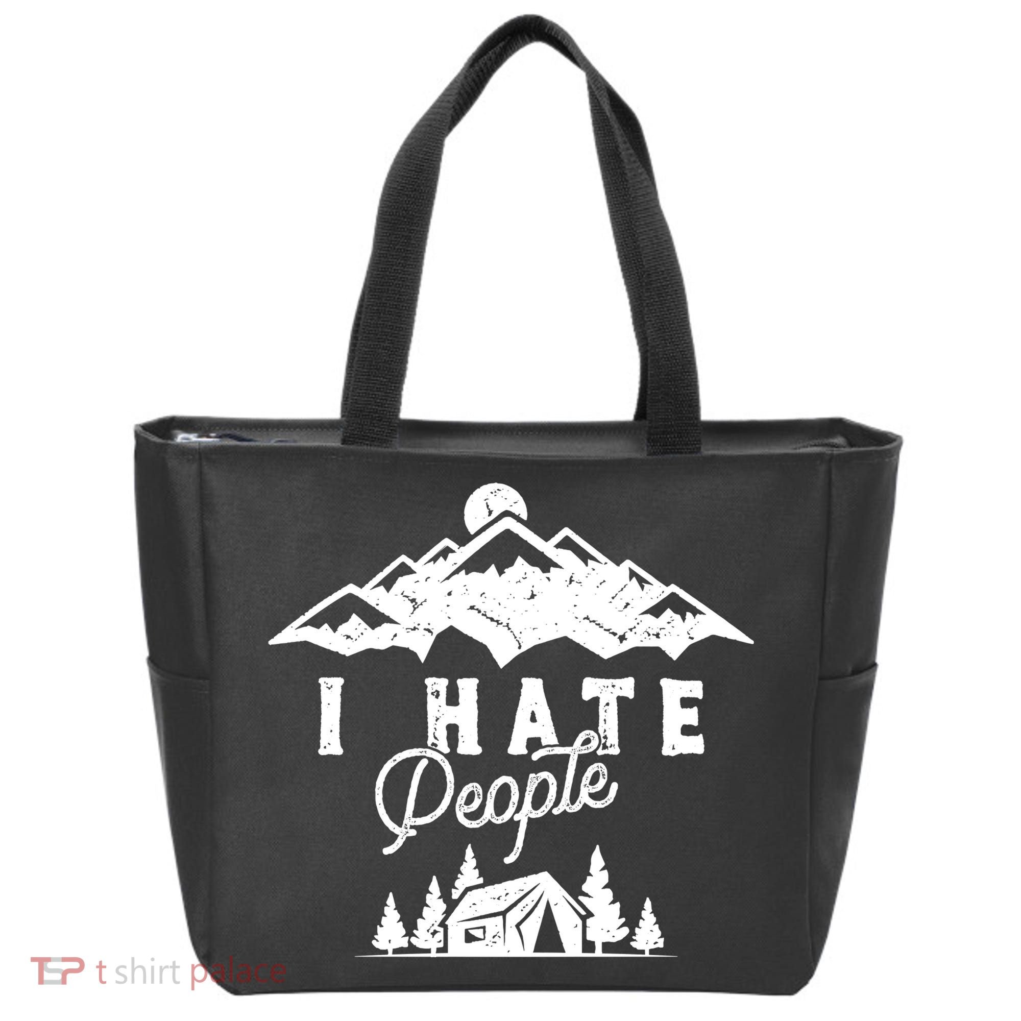 I Hate People Funny Camping Trip Tote Bag
