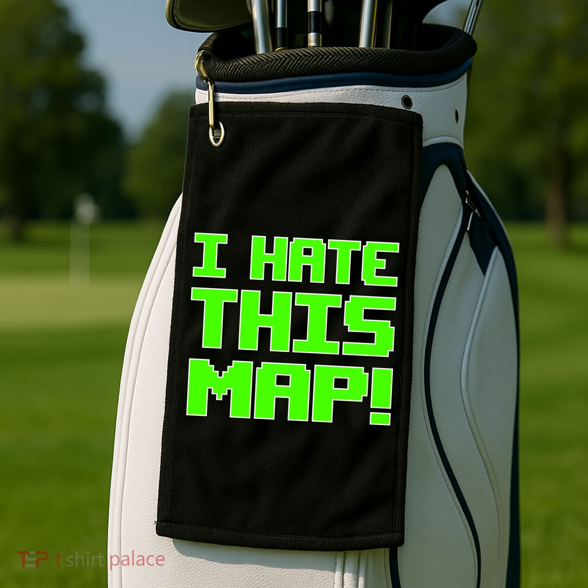I Hate This Map Funny Gamer Golf Towel