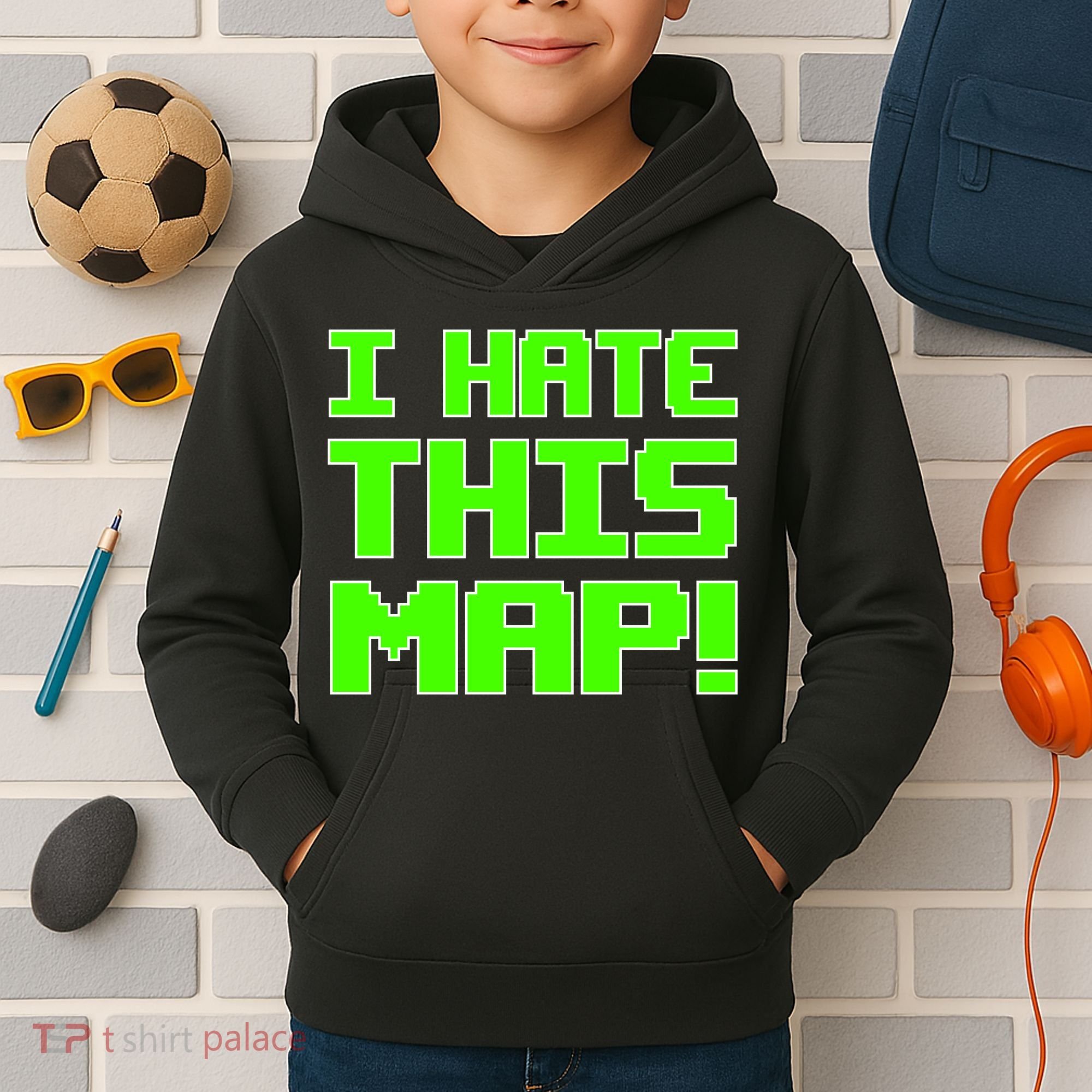 I Hate This Map Funny Gamer Kids Hoodie