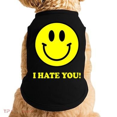 I Hate You Funny Smiley Face Emoji Doggie Tank
