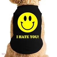 I Hate You Funny Smiley Face Emoji Doggie Tank thumb 0