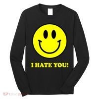 I Hate You Funny Smiley Face Emoji Long Sleeve Shirt thumb 0
