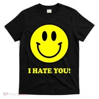 I Hate You Funny Smiley Face Emoji T-Shirt thumb 0