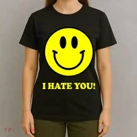 I Hate You Funny Smiley Face Emoji T-Shirt thumb 4