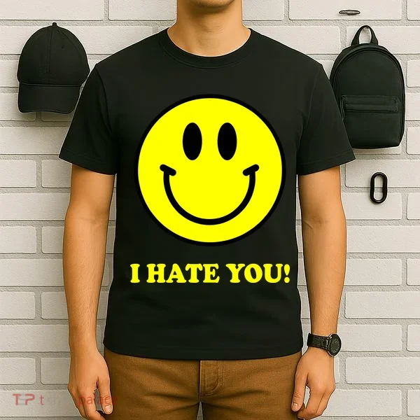 I Hate You Funny Smiley Face Emoji T-Shirt