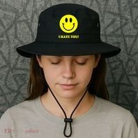 I Hate You Funny Smiley Face Emoji Bucket Hat thumb 3