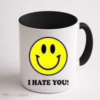 I Hate You Funny Smiley Face Emoji Coffee Mug thumb 1