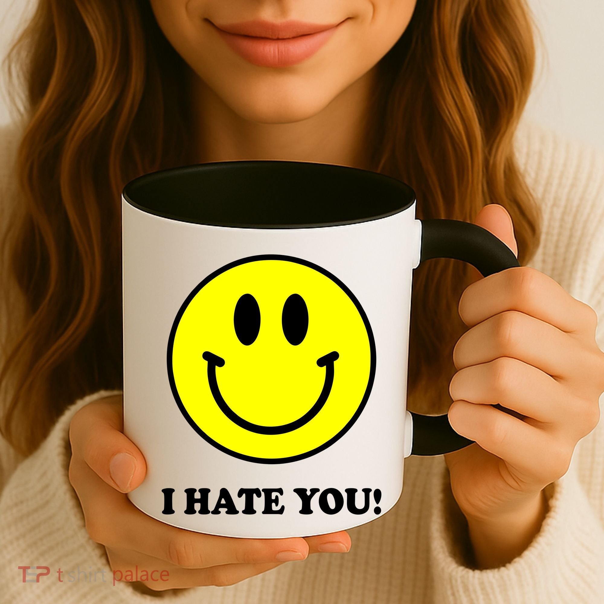 I Hate You Funny Smiley Face Emoji Coffee Mug
