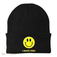 I Hate You Funny Smiley Face Emoji Beanie thumb 0