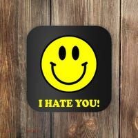 I Hate You Funny Smiley Face Emoji Coaster thumb 0