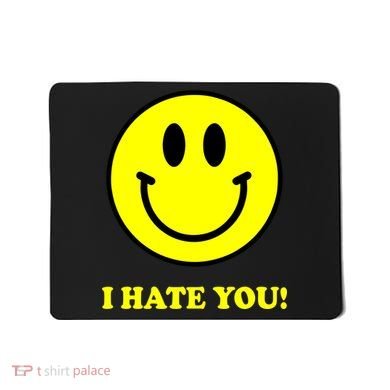 I Hate You Funny Smiley Face Emoji Mousepad