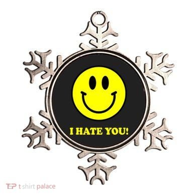 I Hate You Funny Smiley Face Emoji Ornament