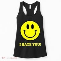 I Hate You Funny Smiley Face Emoji Women's Tank Top thumb 0