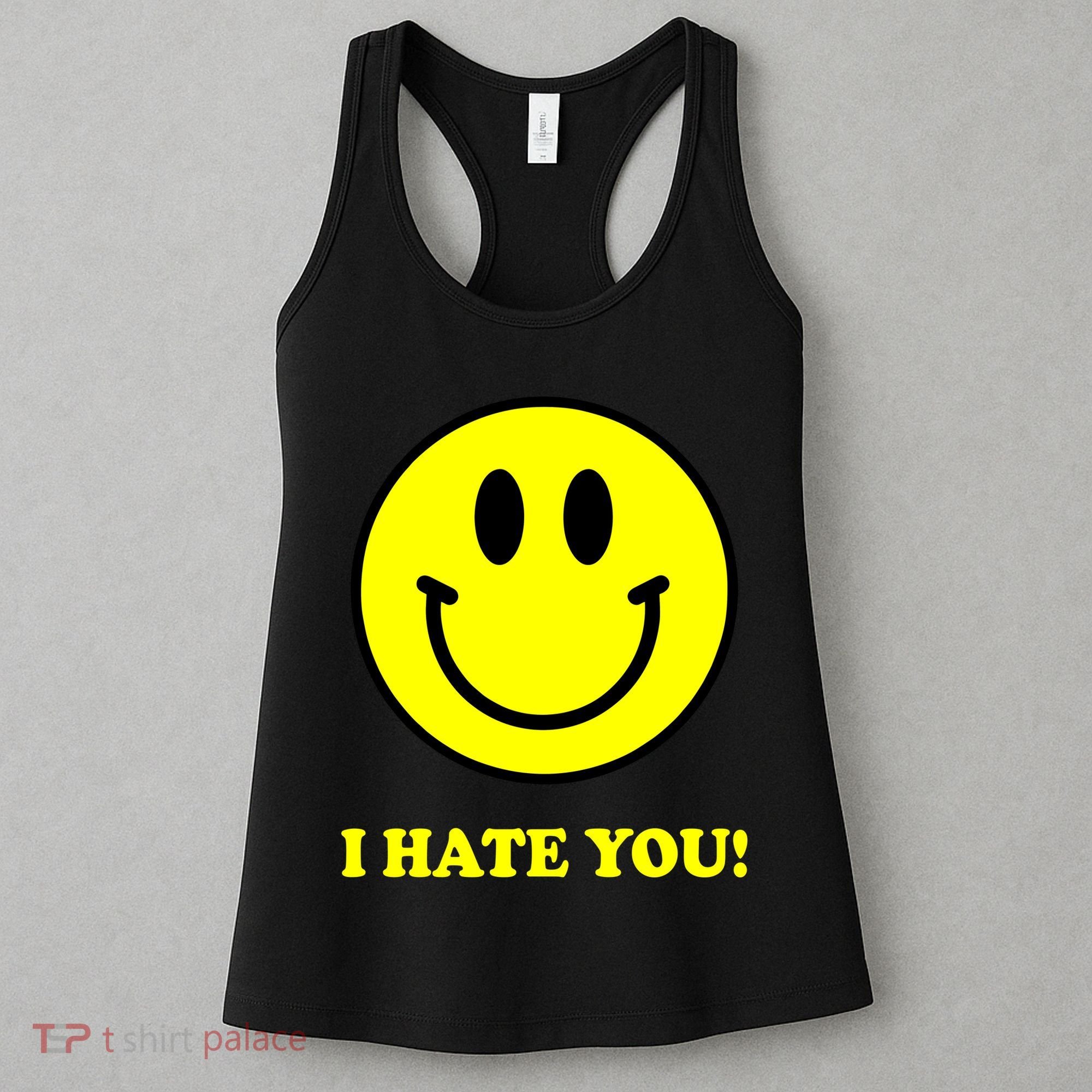 I Hate You Funny Smiley Face Emoji Women's Tank Top