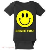 I Hate You Funny Smiley Face Emoji Baby Bodysuit thumb 0