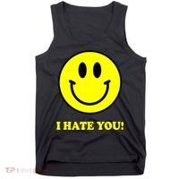 I Hate You Funny Smiley Face Emoji Tank Top thumb 0