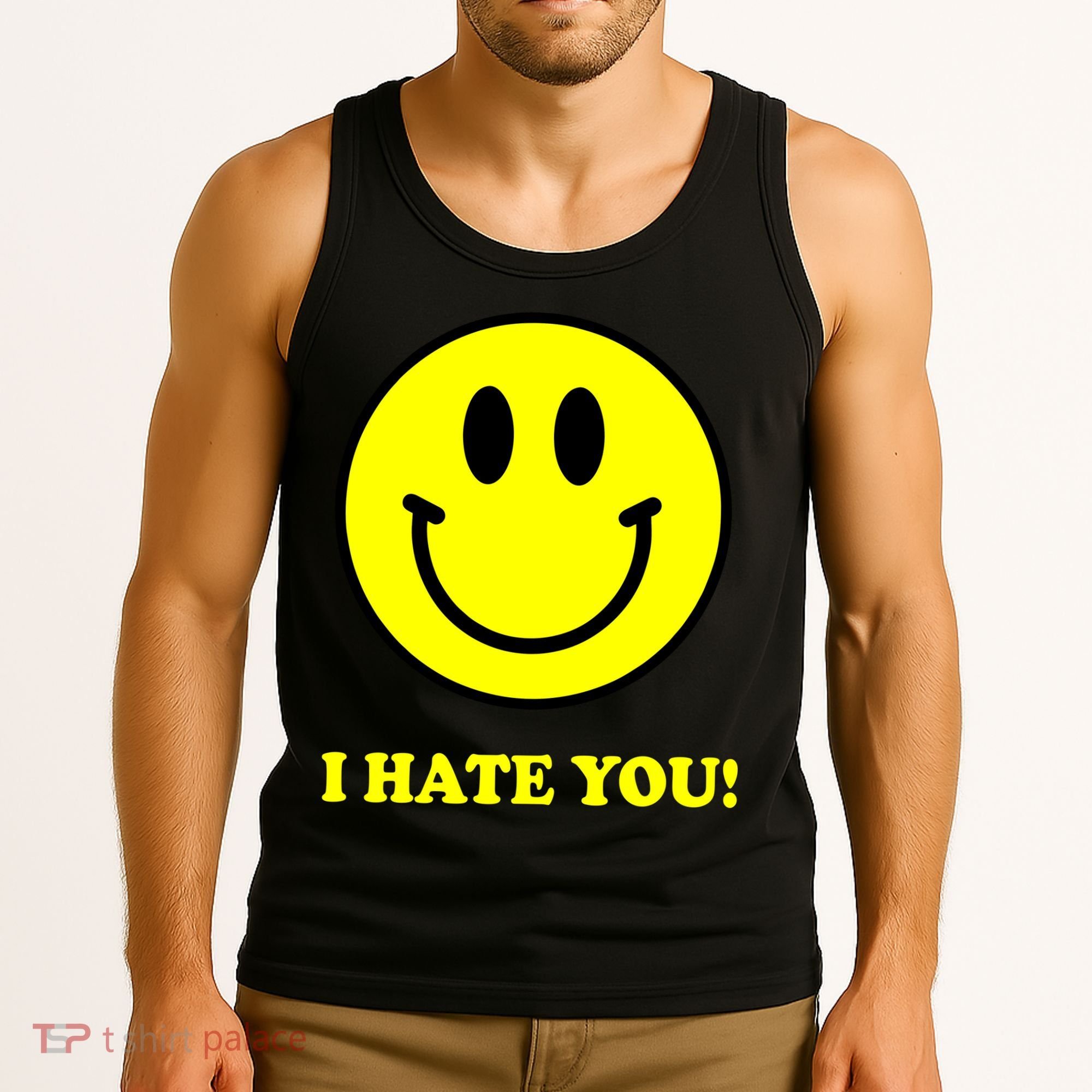 I Hate You Funny Smiley Face Emoji Tank Top
