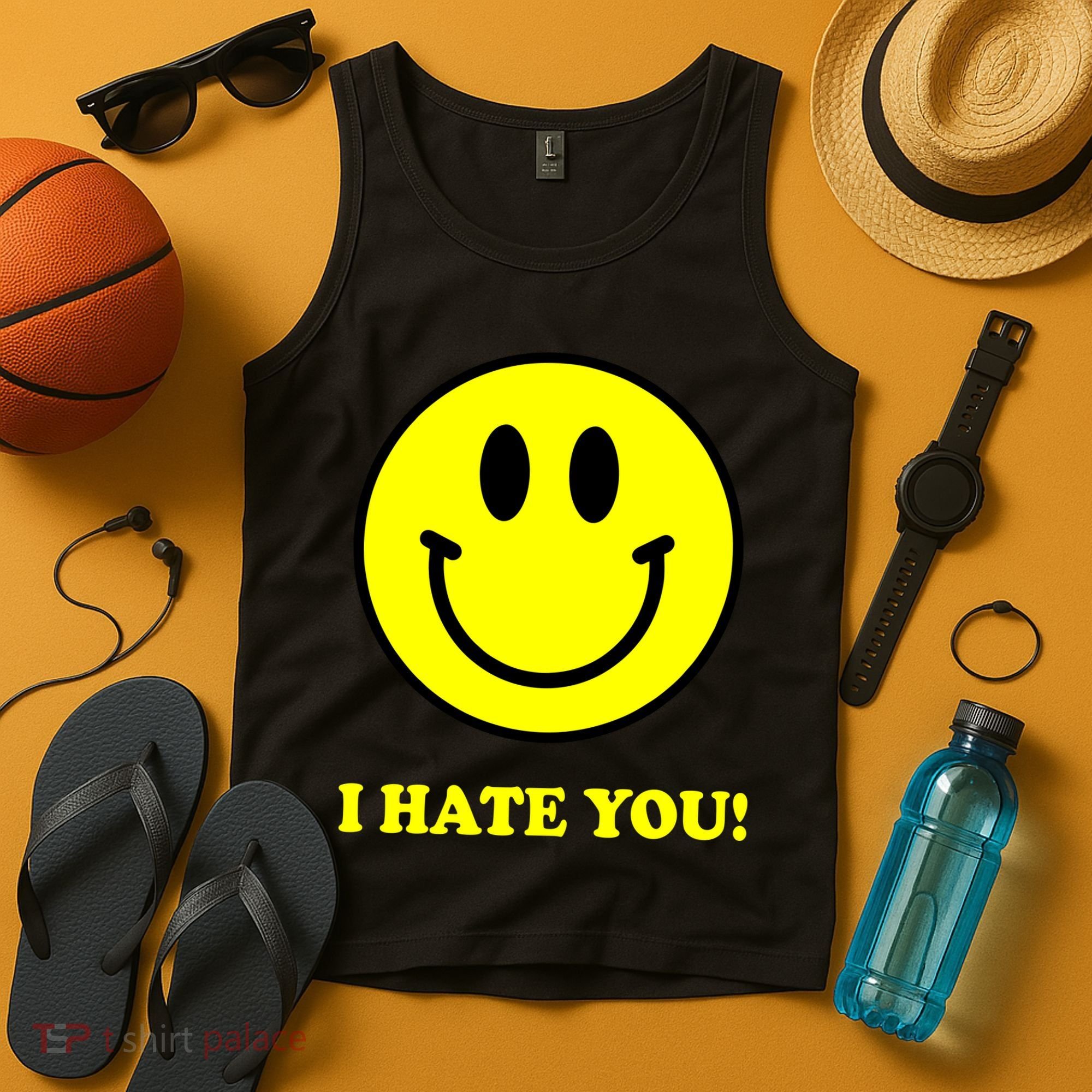 I Hate You Funny Smiley Face Emoji Tank Top