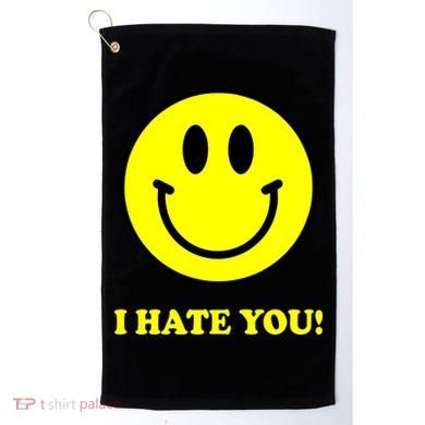 I Hate You Funny Smiley Face Emoji Golf Towel