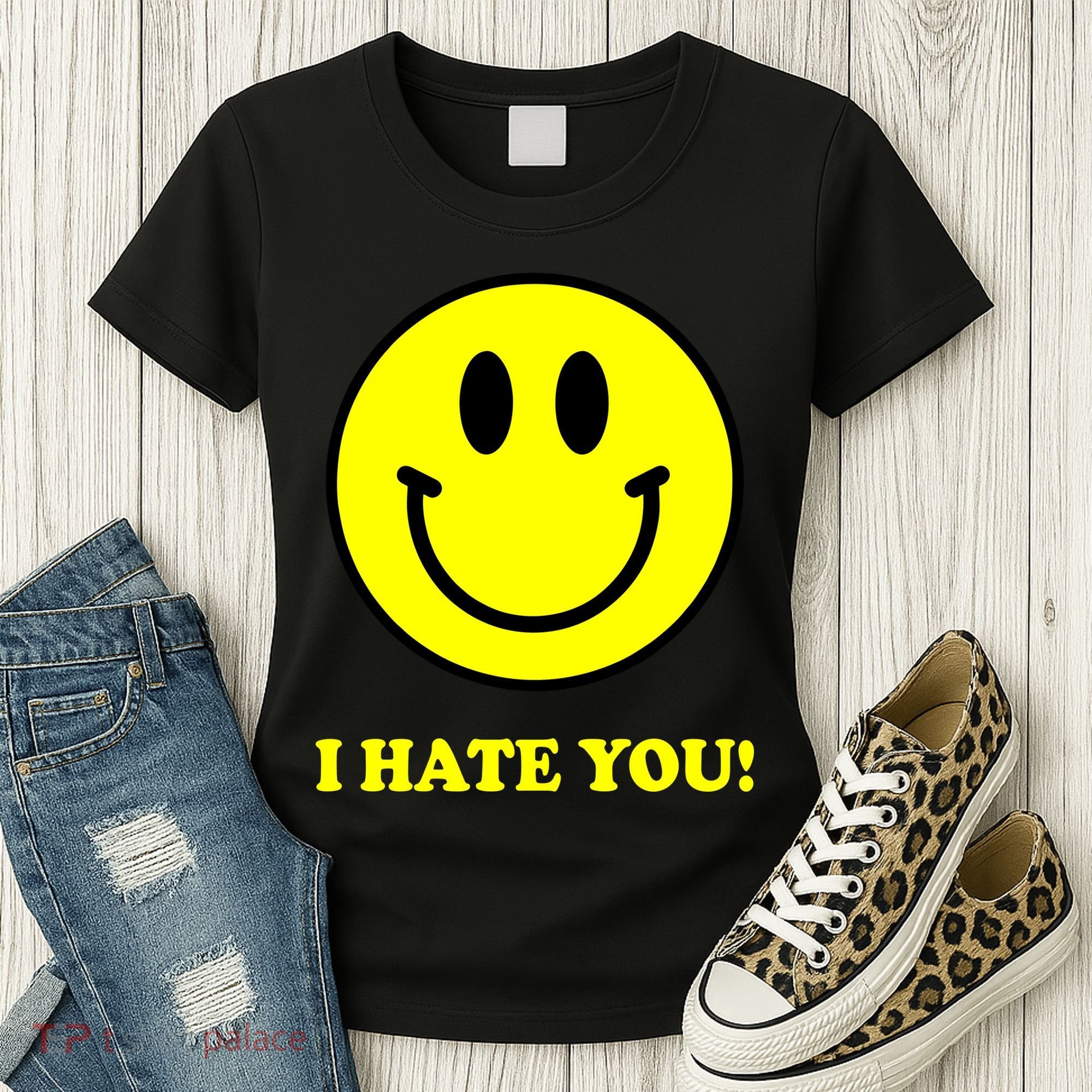 I Hate You Funny Smiley Face Emoji Women's T-Shirt