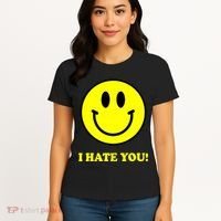 I Hate You Funny Smiley Face Emoji Women's T-Shirt thumb 4