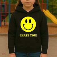 I Hate You Funny Smiley Face Emoji Kids Hoodie thumb 3